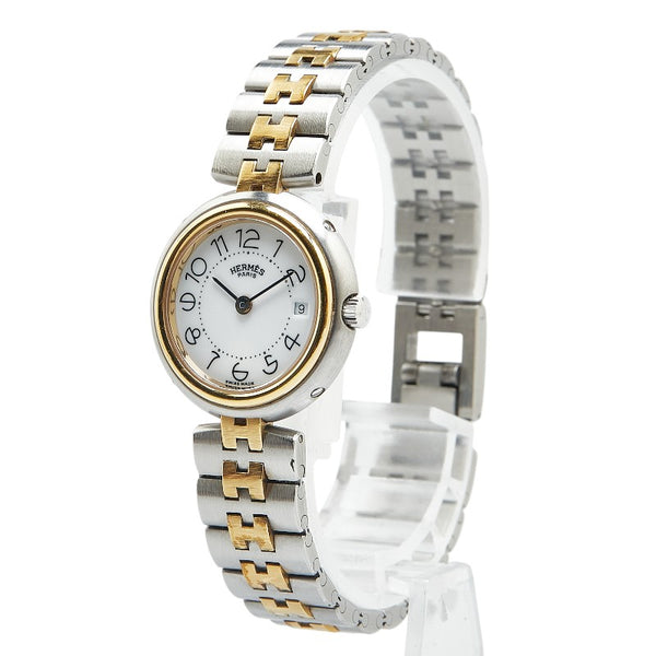 エルメス プロフィール 腕時計 クオーツ ホワイト文字盤 ステンレススチール レディース HERMES 【中古】