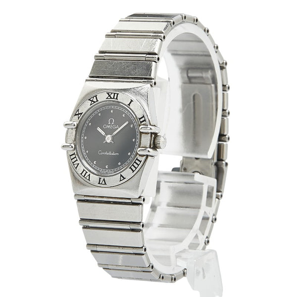 オメガ コンステレーション 腕時計 クオーツ ブラック文字盤 ステンレススチール レディース OMEGA 【中古】