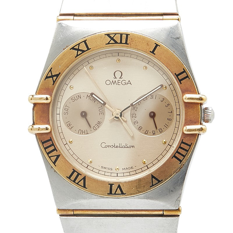 オメガ コンステレーション デイデイト 腕時計 クオーツ ゴールド文字盤 ステンレススチール メンズ OMEGA 【中古】