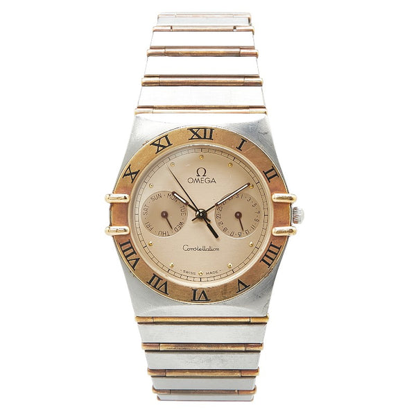 オメガ コンステレーション デイデイト 腕時計 クオーツ ゴールド文字盤 ステンレススチール メンズ OMEGA 【中古】