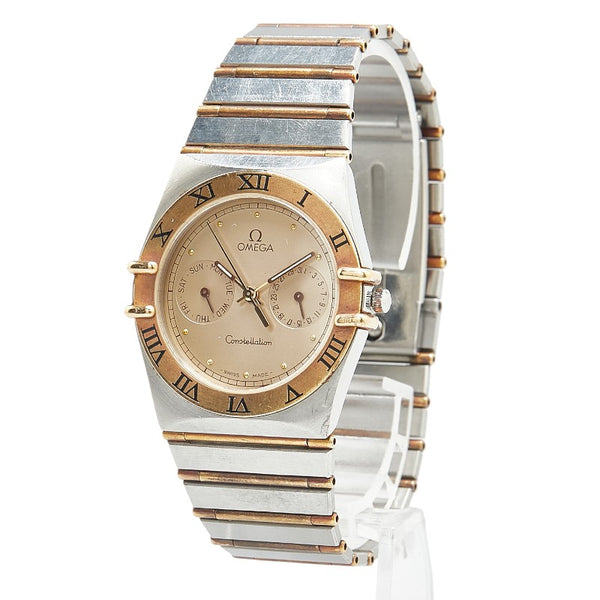 オメガ コンステレーション デイデイト 腕時計 クオーツ ゴールド文字盤 ステンレススチール メンズ OMEGA 【中古】