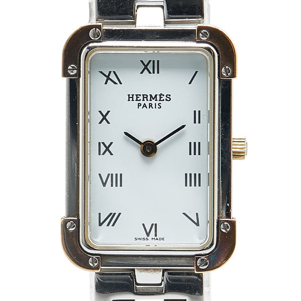 エルメス クロアジュール 腕時計 CR1.220 クオーツ ホワイト文字盤 ステンレススチール レディース HERMES 【中古】