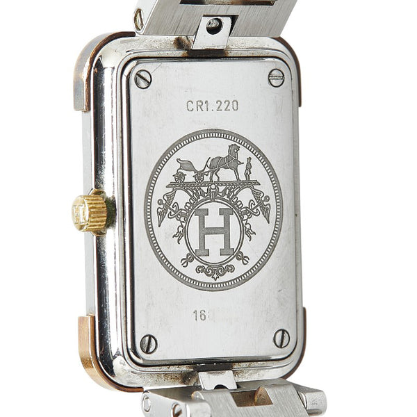 エルメス クロアジュール 腕時計 CR1.220 クオーツ ホワイト文字盤 ステンレススチール レディース HERMES 【中古】
