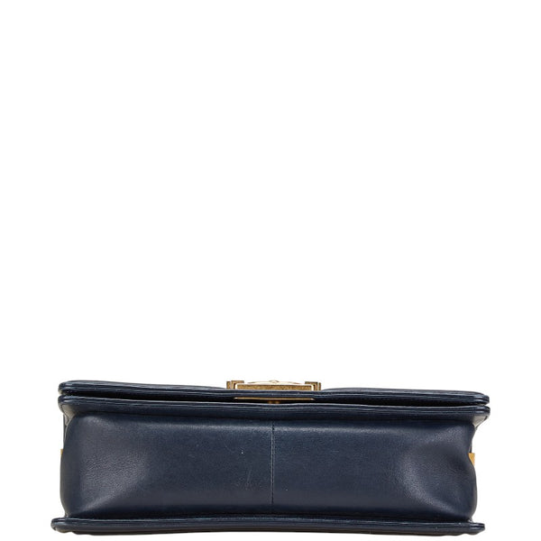 シャネル マトラッセ ボーイシャネル25 斜め掛け チェーン ショルダーバッグ ネイビー レザー レディース CHANEL 【中古】