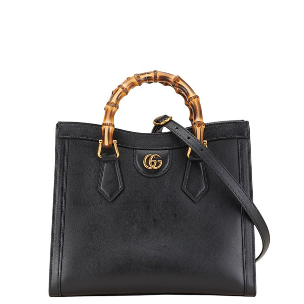 グッチ GGマーモント バンブー ハンドバッグ ショルダーバッグ 2WAY 660195 ブラック レザー レディース GUCCI 【中古】