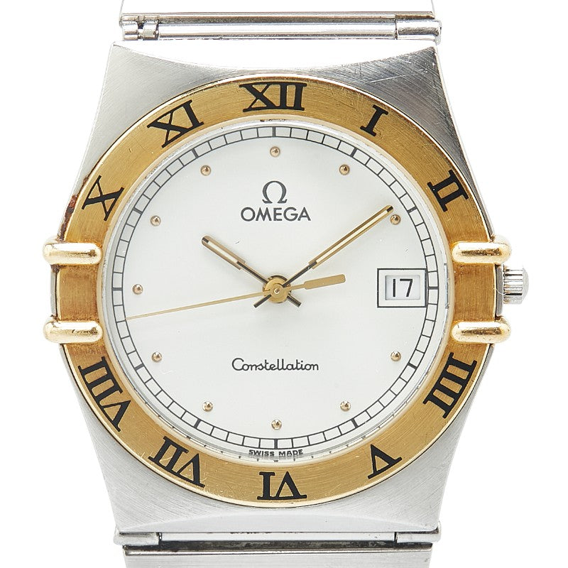 オメガ コンスレテーション 腕時計 クオーツ ホワイト文字盤 ステンレススチール イエローゴールド レディース OMEGA 【中古】