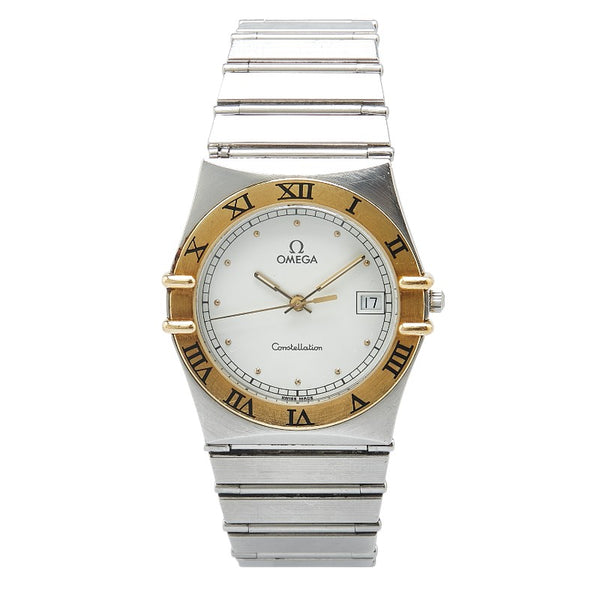 オメガ コンスレテーション 腕時計 クオーツ ホワイト文字盤 ステンレススチール イエローゴールド レディース OMEGA 【中古】