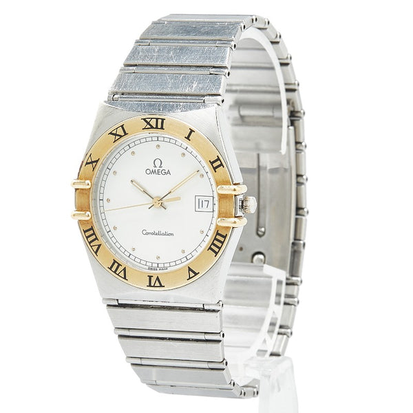 オメガ コンスレテーション 腕時計 クオーツ ホワイト文字盤 ステンレススチール イエローゴールド レディース OMEGA 【中古】