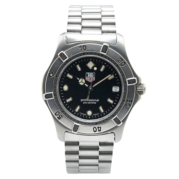 タグホイヤー プロフェッショナル 腕時計 WE1110-2 クオーツ ブラック文字盤 ステンレススチール メンズ TAG HEUER 【中古】