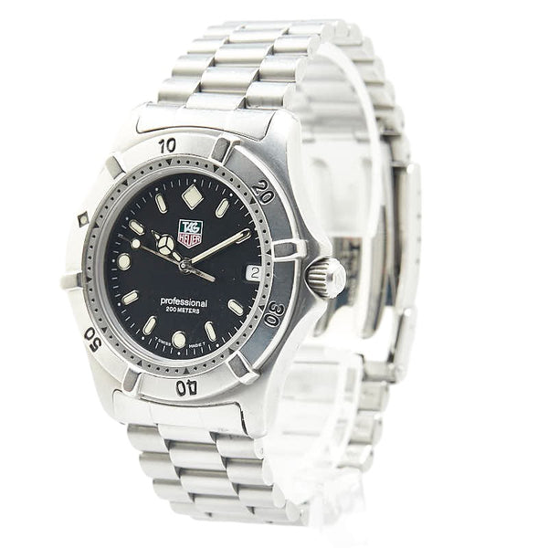 タグホイヤー プロフェッショナル 腕時計 WE1110-2 クオーツ ブラック文字盤 ステンレススチール メンズ TAG HEUER 【中古】
