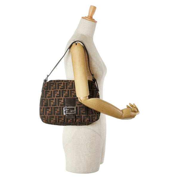 フェンディ ズッカ マンマバケット ワンショルダーバッグ ハンドバッグ 26325 ブラウン キャンバス レザー レディース FENDI 【中古】
