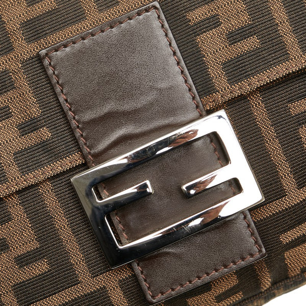 フェンディ ズッカ マンマバケット ワンショルダーバッグ ハンドバッグ 26325 ブラウン キャンバス レザー レディース FENDI 【中古】