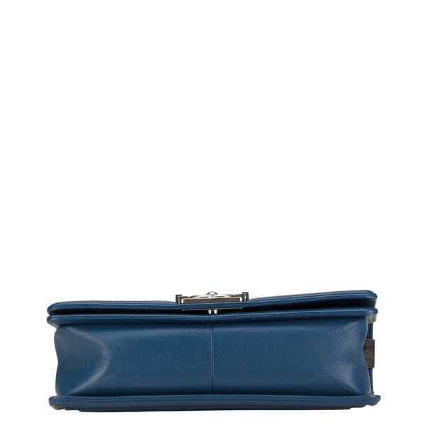 シャネル マトラッセ ボーイシャネル25 チェーン ショルダーバッグ ブルー レザー レディース CHANEL 【中古】