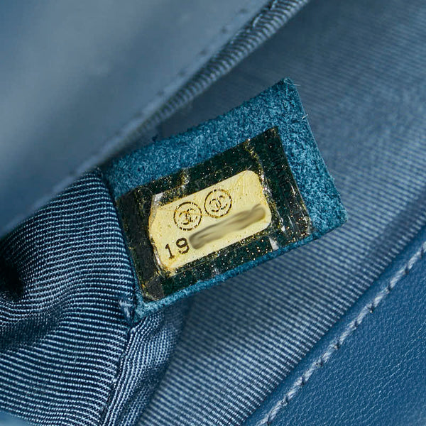 シャネル マトラッセ ボーイシャネル25 チェーン ショルダーバッグ ブルー レザー レディース CHANEL 【中古】