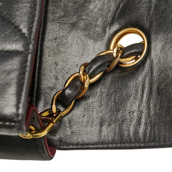 シャネル ダイアナ23 マトラッセ ココマーク ゴールド金具 チェーン ショルダーバッグ ブラック レザー レディース CHANEL 【中古】