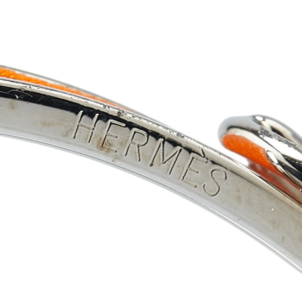 エルメス ベルト モチーフ バングル シルバー オレンジ メタル レザー レディース HERMES 【中古】