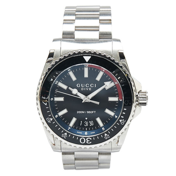 グッチ DIVE ダイブ 腕時計 YA136212 クオーツ ブラック文字盤 ステンレススチール メンズ GUCCI 【中古】