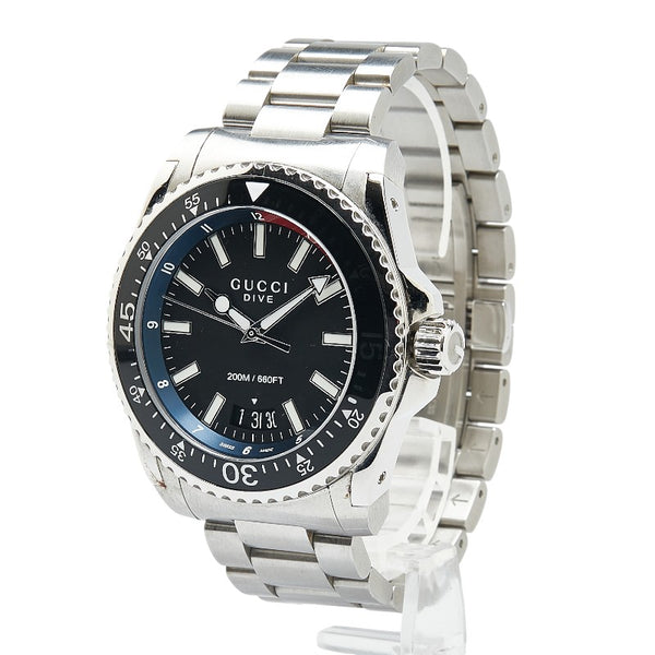 グッチ DIVE ダイブ 腕時計 YA136212 クオーツ ブラック文字盤 ステンレススチール メンズ GUCCI 【中古】