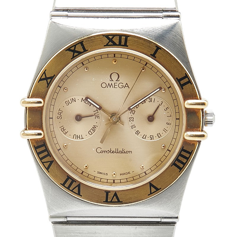 オメガ コンステレーション デイデイト 腕時計 クオーツ ゴールド文字盤 ステンレススチール メンズ OMEGA 【中古】
