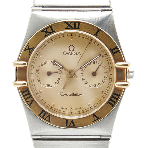 オメガ コンステレーション デイデイト 腕時計 クオーツ ゴールド文字盤 ステンレススチール メンズ OMEGA 【中古】
