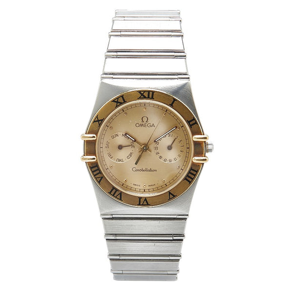 オメガ コンステレーション デイデイト 腕時計 クオーツ ゴールド文字盤 ステンレススチール メンズ OMEGA 【中古】