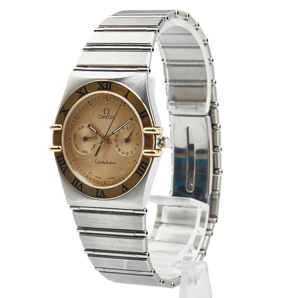 オメガ コンステレーション デイデイト 腕時計 クオーツ ゴールド文字盤 ステンレススチール メンズ OMEGA 【中古】