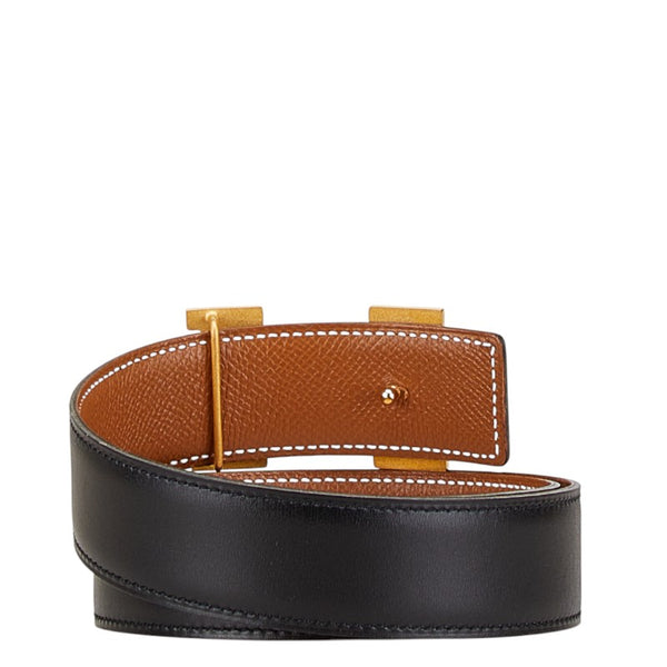 エルメス コンスタンス Hバックル ベルト 70 ブラック ブラウン ボックスカーフ クシュベル レディース HERMES 【中古】