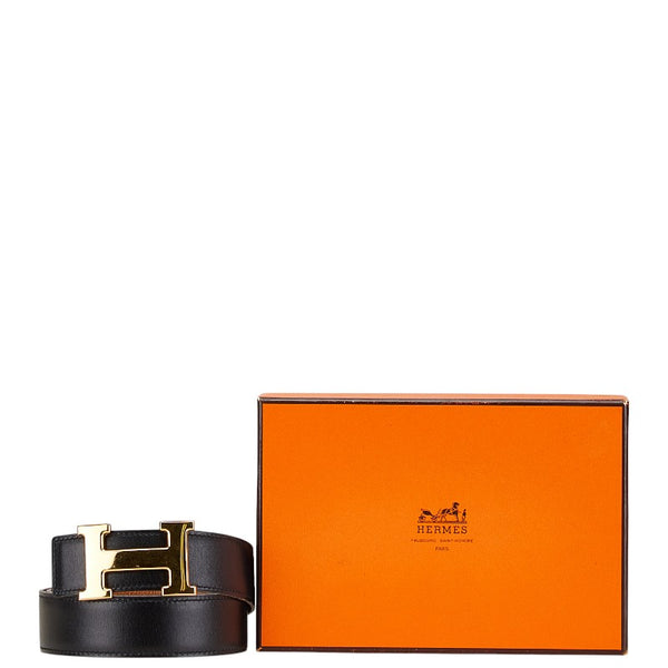 エルメス コンスタンス Hバックル ベルト 70 ブラック ブラウン ボックスカーフ クシュベル レディース HERMES 【中古】