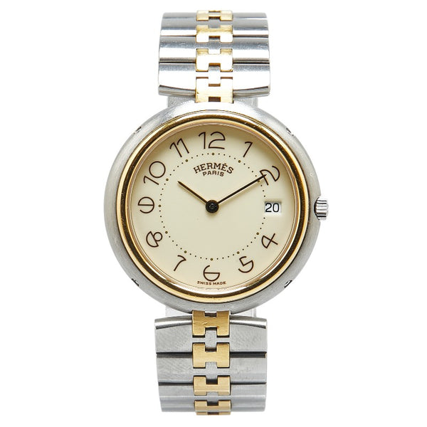 エルメス プロフィール 腕時計 クオーツ ホワイト文字盤 ステンレススチール メンズ HERMES 【中古】