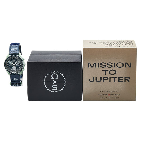 オメガ × スウォッチ Swatch スピードマスター ムーンウォッチ ミッション オン アース 腕時計 S033G100 クオーツ ネイビー文字盤 樹脂系 メンズ OMEGA 【中古】