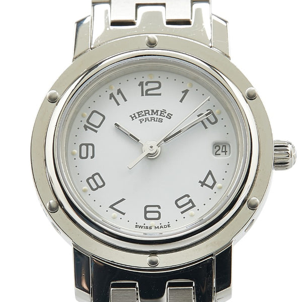 エルメス クリッパー 腕時計 CL3.210 クオーツ ホワイト文字盤 ステンレススチール レディース HERMES 【中古】