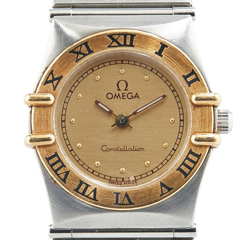 オメガ コンステレーション 腕時計 クオーツ ゴールド文字盤 ステンレススチール イエローゴールド レディース OMEGA 【中古】