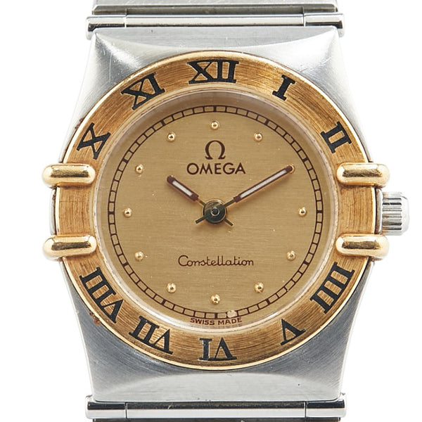 オメガ コンステレーション 腕時計 クオーツ ゴールド文字盤 ステンレススチール イエローゴールド レディース OMEGA 【中古】