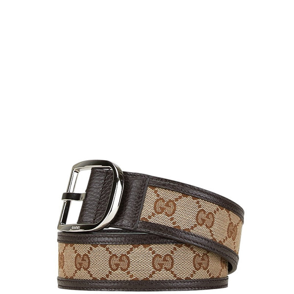 グッチ GGキャンバス ベルト サイズ：80/32 449716 ベージュ ブラウン キャンバス レザー レディース GUCCI 【中古】