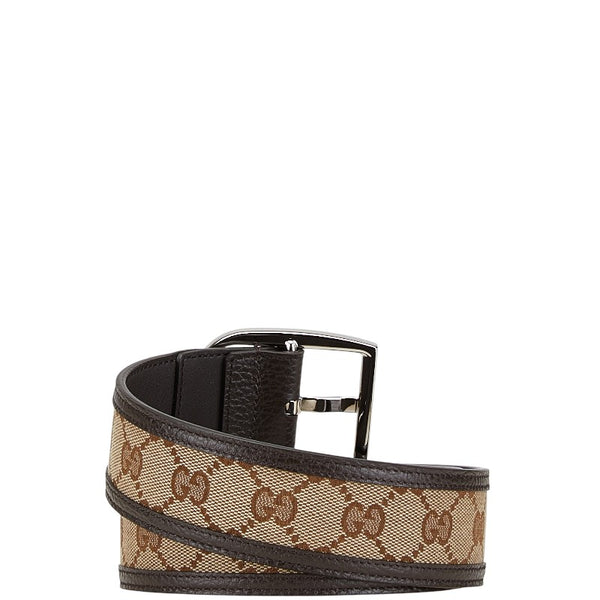 グッチ GGキャンバス ベルト サイズ：80/32 449716 ベージュ ブラウン キャンバス レザー レディース GUCCI 【中古】