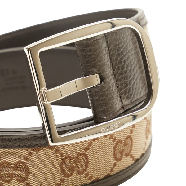 グッチ GGキャンバス ベルト サイズ：80/32 449716 ベージュ ブラウン キャンバス レザー レディース GUCCI 【中古】