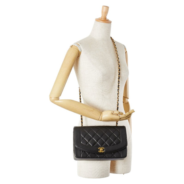 シャネル ダイアナ25 ココマーク チェーン ショルダーバッグ A01165 ブラック ラムスキン レディース CHANEL 【中古】