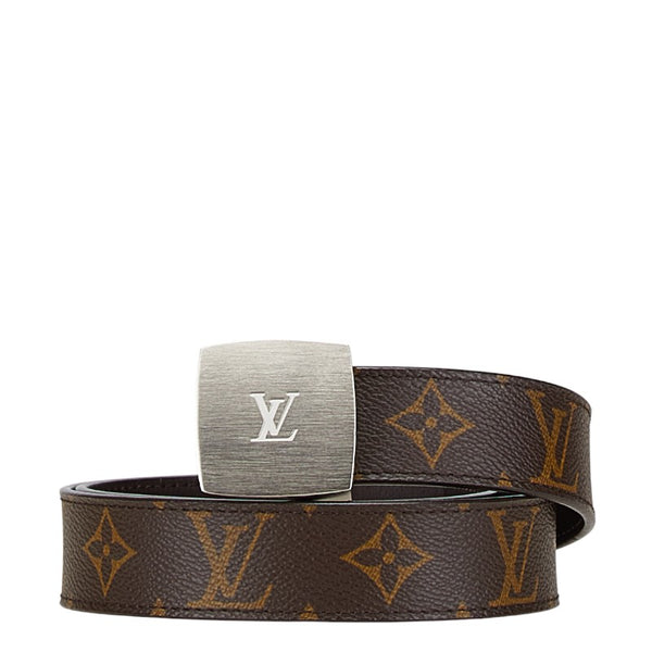 ルイ ヴィトン モノグラム サンチュール LVカット ベルト サイズ：80/32 M6888W ブラウン PVC レザー レディース LOUIS VUITTON 【中古】