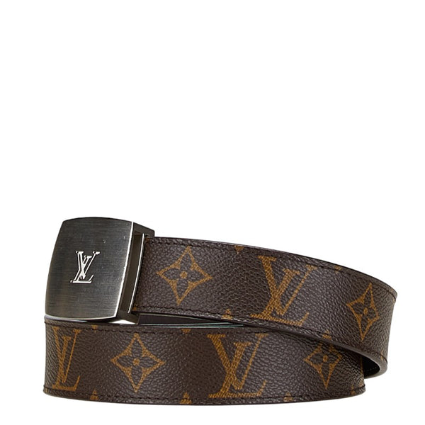 ルイ ヴィトン モノグラム サンチュール LVカット ベルト サイズ：80/32 M6888W ブラウン PVC レザー レディース LOUIS VUITTON 【中古】