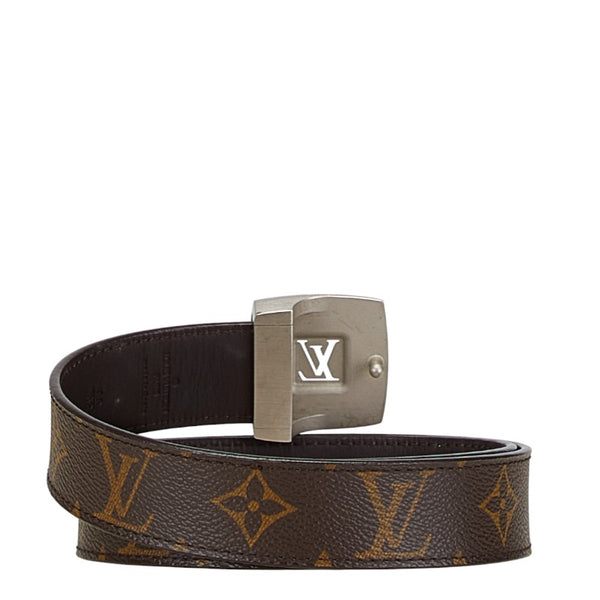 ルイ ヴィトン モノグラム サンチュール LVカット ベルト サイズ：80/32 M6888W ブラウン PVC レザー レディース LOUIS VUITTON 【中古】
