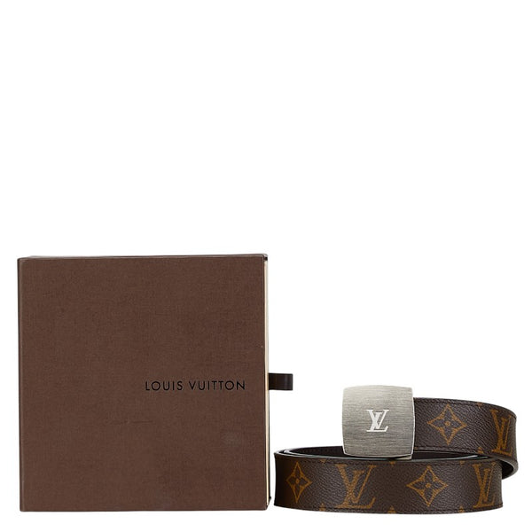 ルイ ヴィトン モノグラム サンチュール LVカット ベルト サイズ：80/32 M6888W ブラウン PVC レザー レディース LOUIS VUITTON 【中古】