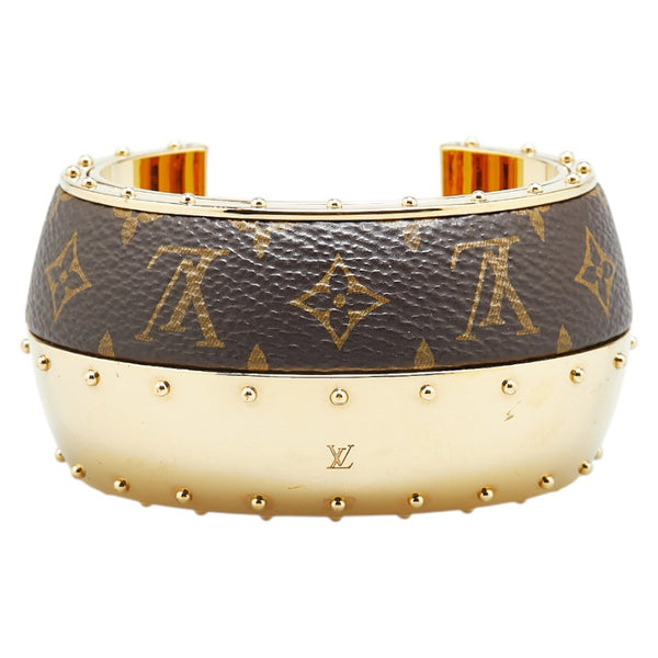 ルイ ヴィトン モノグラム バングル M M64679 ゴールド ブラウン メッキ PVC レディース LOUIS VUITTON 【中古】