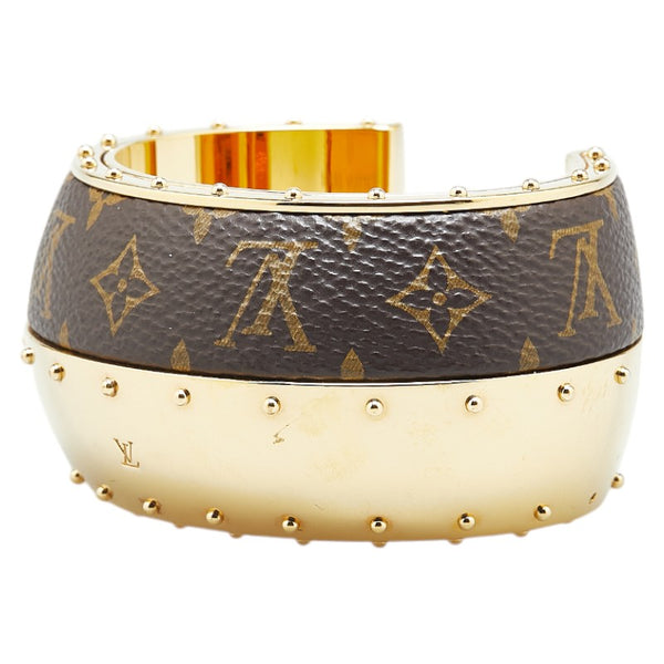 ルイ ヴィトン モノグラム バングル M M64679 ゴールド ブラウン メッキ PVC レディース LOUIS VUITTON 【中古】