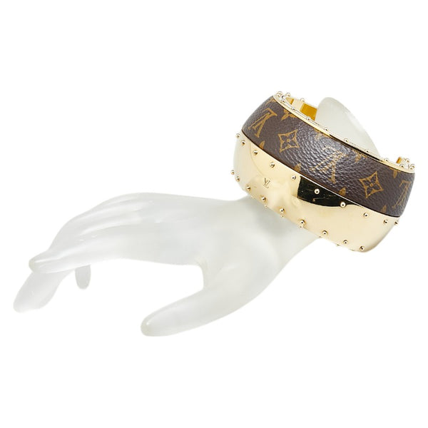 ルイ ヴィトン モノグラム バングル M M64679 ゴールド ブラウン メッキ PVC レディース LOUIS VUITTON 【中古】