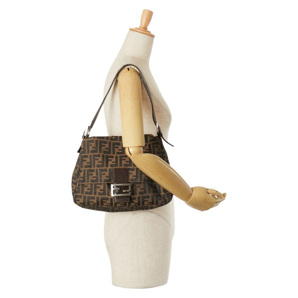 フェンディ ズッカ マンマバケット ワンショルダーバッグ 26325 ブラウン キャンバス レザー レディース FENDI 【中古】
