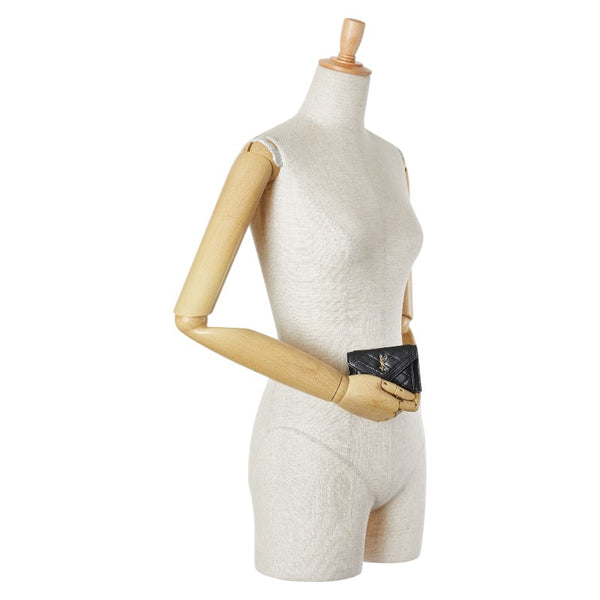 サンローラン ギャビー YSLロゴ キルティング  カードケース パスケース ブラック ラムスキン レディース SAINT LAURENT 【中古】