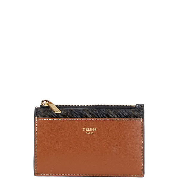 セリーヌ トリオンフ コインケース カードケース フラグメントケース ブラック ブラウン PVC レザー レディース CELINE 【中古】