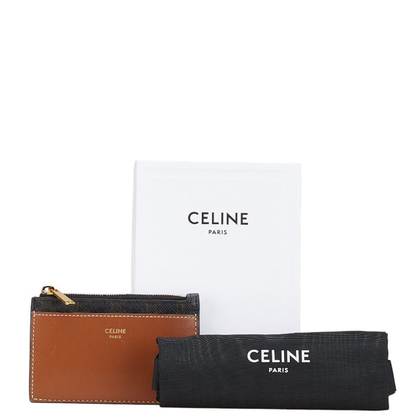 セリーヌ トリオンフ コインケース カードケース フラグメントケース ブラック ブラウン PVC レザー レディース CELINE 【中古】