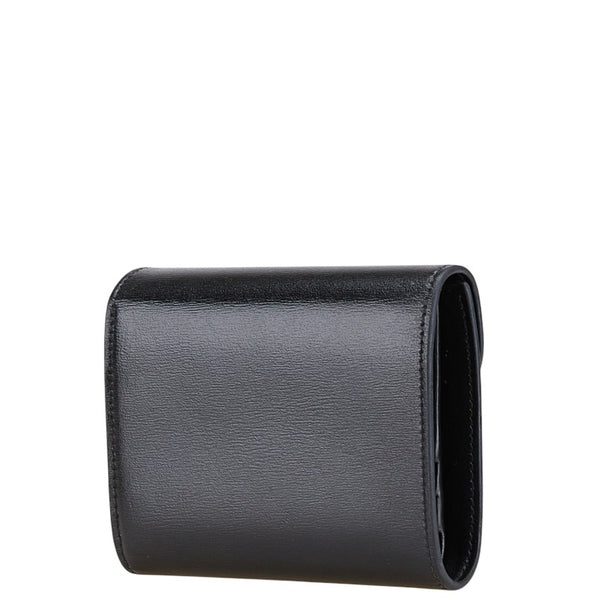 セリーヌ トリオンフ 三つ折り財布 スモールウォレット ブラック シャイニーカーフスキン レディース CELINE 【中古】