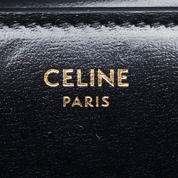 セリーヌ トリオンフ 三つ折り財布 スモールウォレット ブラック シャイニーカーフスキン レディース CELINE 【中古】